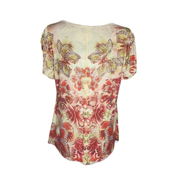 ONE WORLD Red Tan Butterfly Sublimation Pullover Top Womens Plus Size 1X - Picture 3 of 6